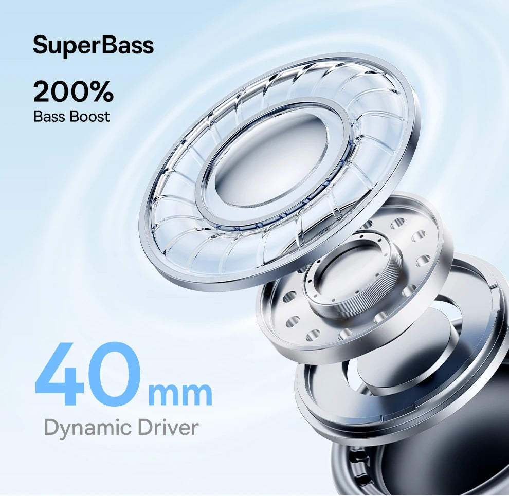 Baseus BH1 Lite Kabellose Kopfhörer Bluetooth 6.0 ENC Klare Anrufe Super Bass Hit Kopfhörer 80 Stunden Spielzeit Over-Ear Headset