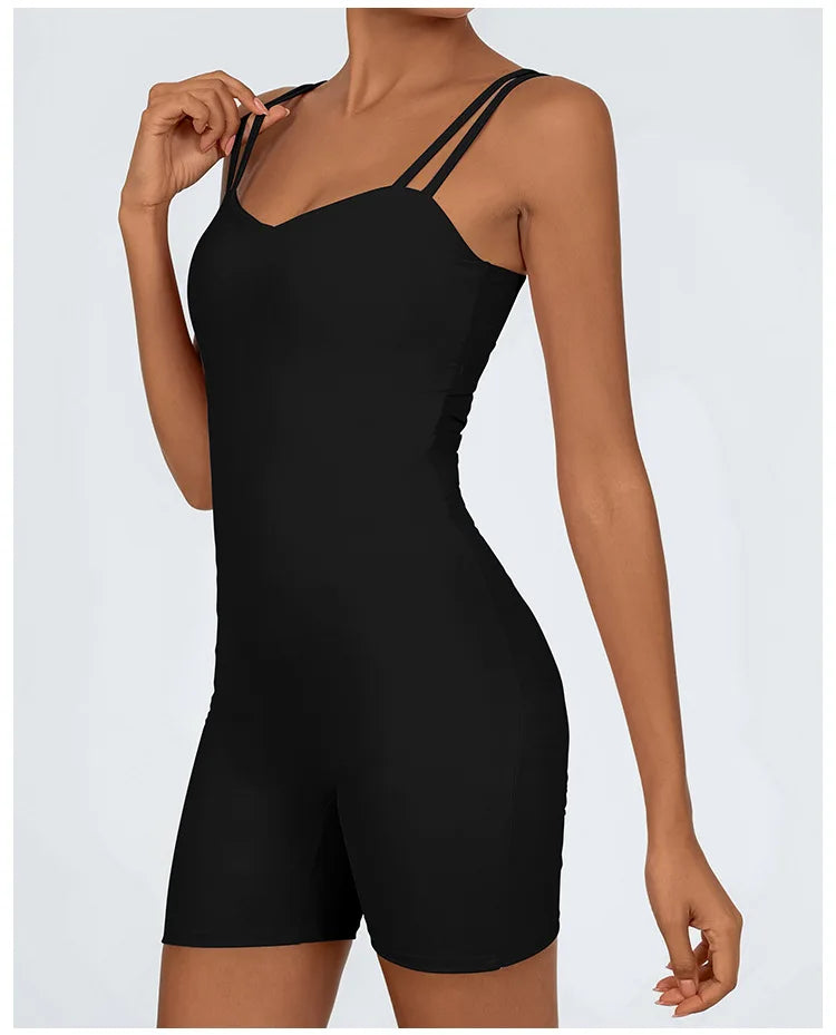 Greenora Damen Workout Strampler Sexy Rückenfrei Yoga Overall Eng Anliegend Body Fitness Activewear Ärmellose Sportbekleidung Einteiler