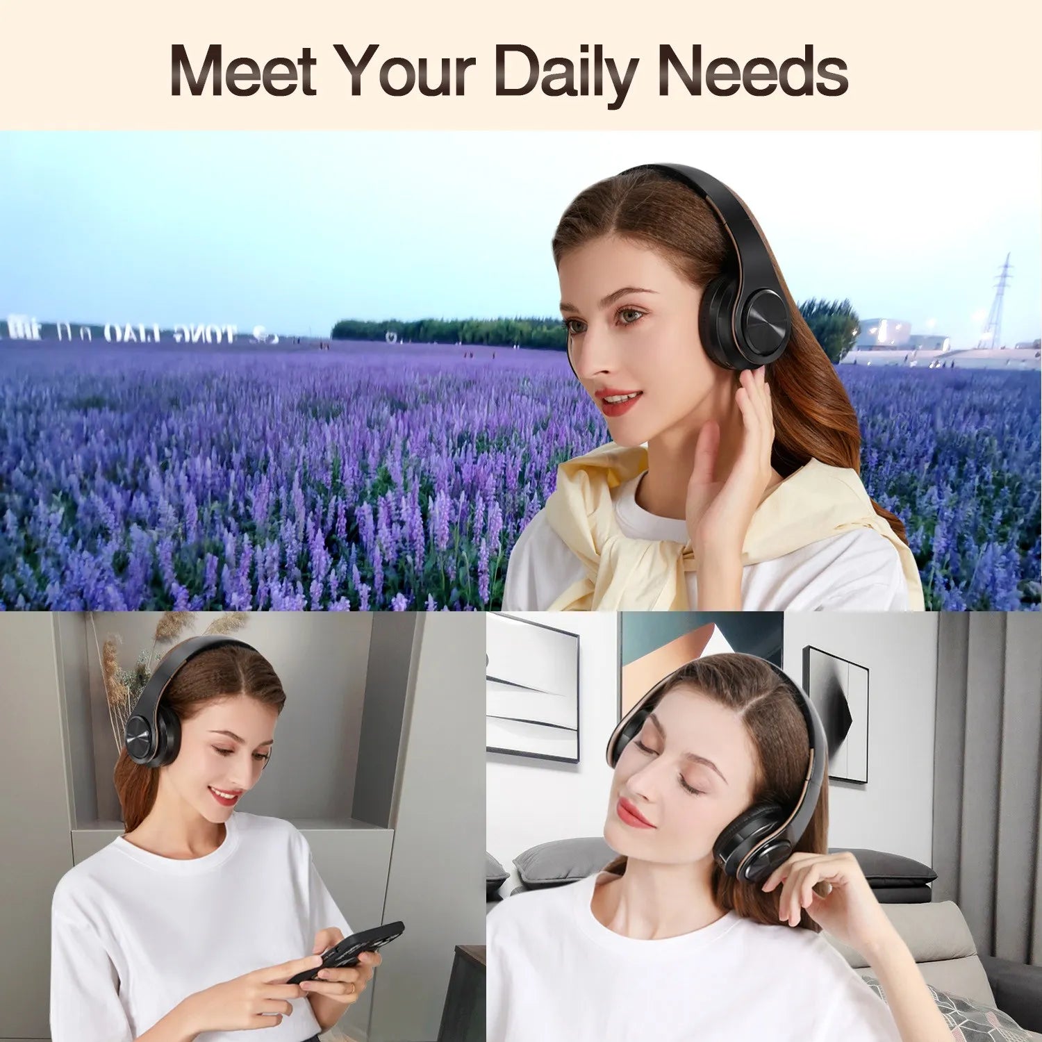 Herren Geschenk Gold Wireless Kopfhörer Bluetooth Kopfhörer Stereo Headset Spiel mit eingebautem Mikrofon, universell für Android und iOS