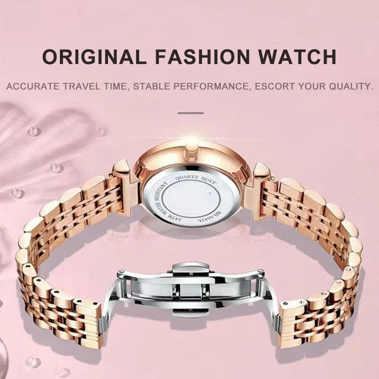 POEDAGAR Luxusuhr für Damen, wasserdicht, lässige Quarzuhr für Damen, hochwertige elegante Damenuhren, Damenuhr Reloj+Box