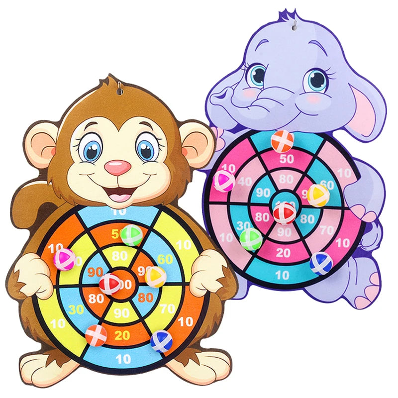 Tiere Dartscheibe Spiele für Kinder Montessori Ziel-Sportspiele Spielzeug mit 2 klebrigen Bällen Lernspiele für Kinder Jungen Mädchen