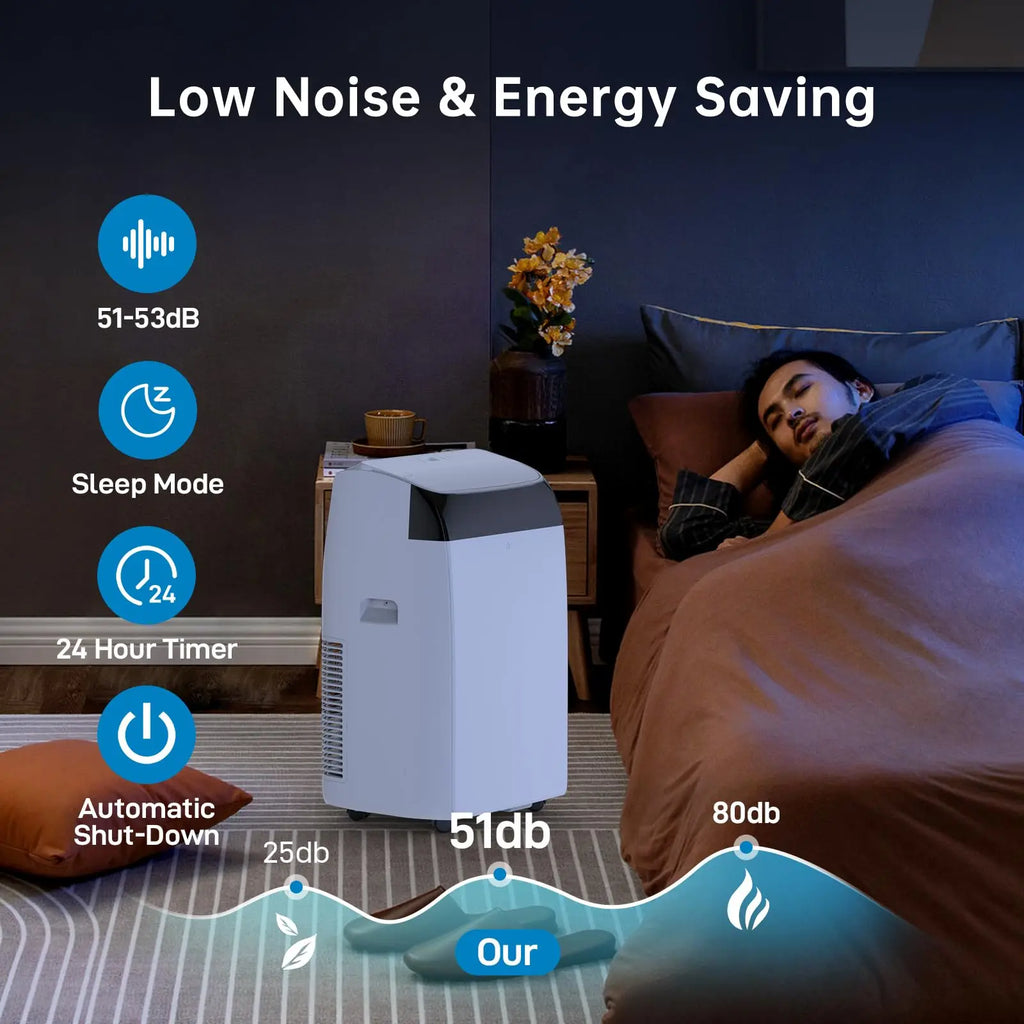 Tragbare Klimaanlage 12000 BTU, 4-in-1 Kühlung, Entfeuchter, Ventilator & Automatischer Luftstrom, Keine Außeneinheit, Leiser Betrieb, Für Zuhause