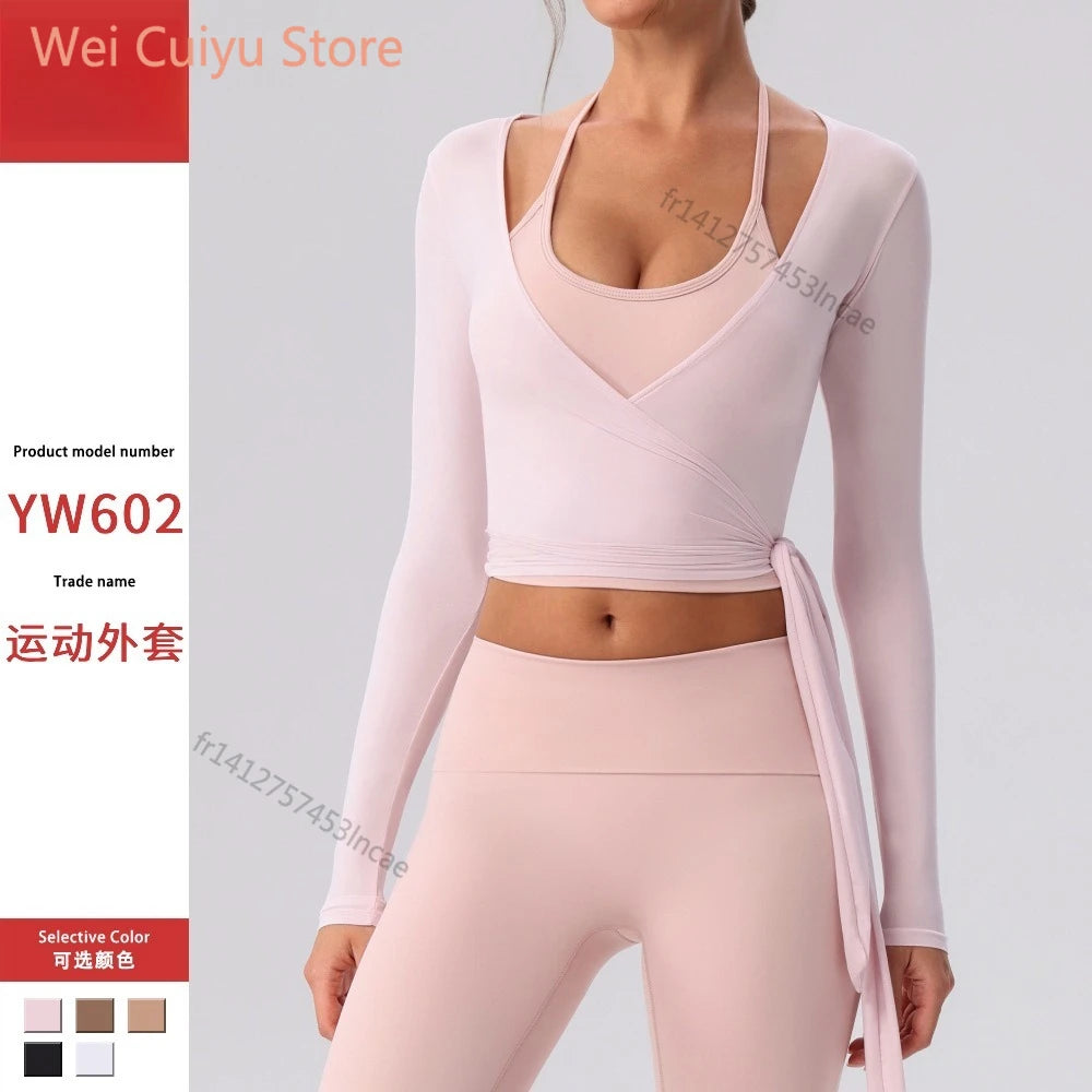 Yoga Sportshirt Blusen Pilates Crop Top Fitness Damen Langarm T-Shirt Oberteile Sweatshirt Sportbekleidung Damen Gym Yoga Kleidung