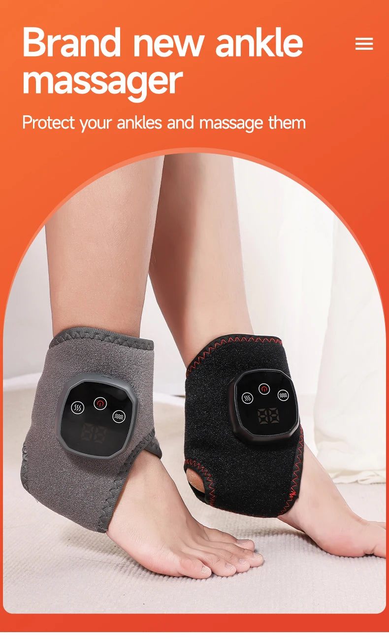 Elektrisches Wärme- und Vibrations-Knöchel-Handgelenk-Massagegerät, Heißkompressen-Therapie, Knöchelmassage, beheizte Bandage, Stützorthese, Fußschutz