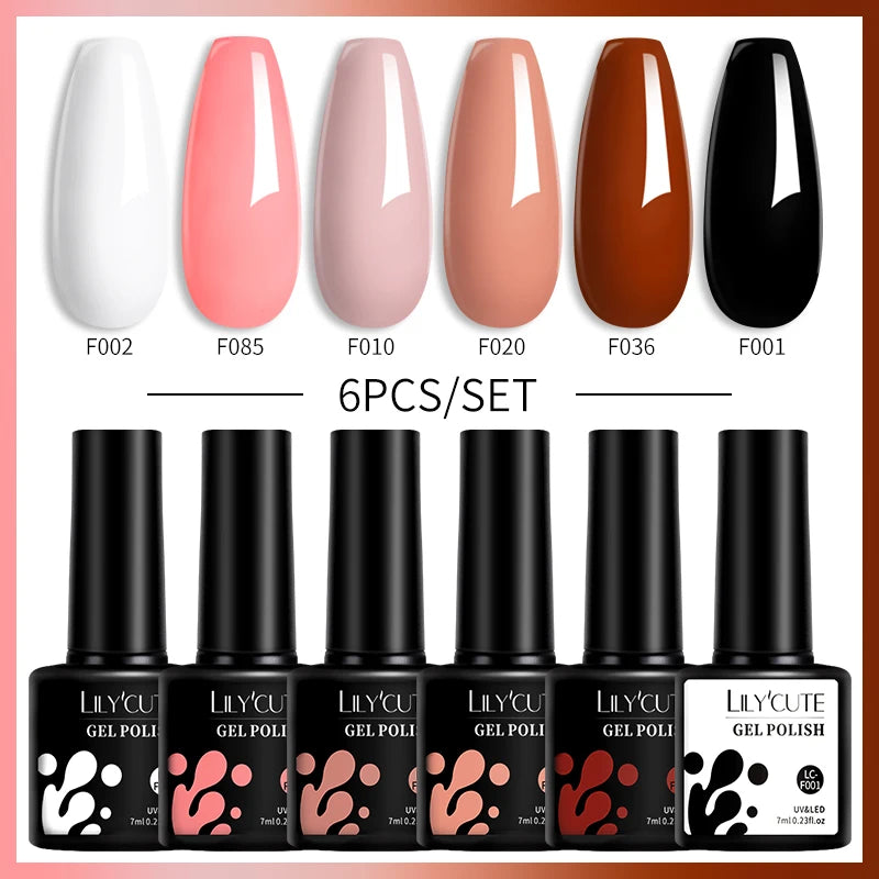 LILYCUTE 7ML 6PCS Neon Gel Nagellack Set fluoreszierend Farbwechsel Semi Permanent Soak Off Maniküre-Kit Nail Art Gel