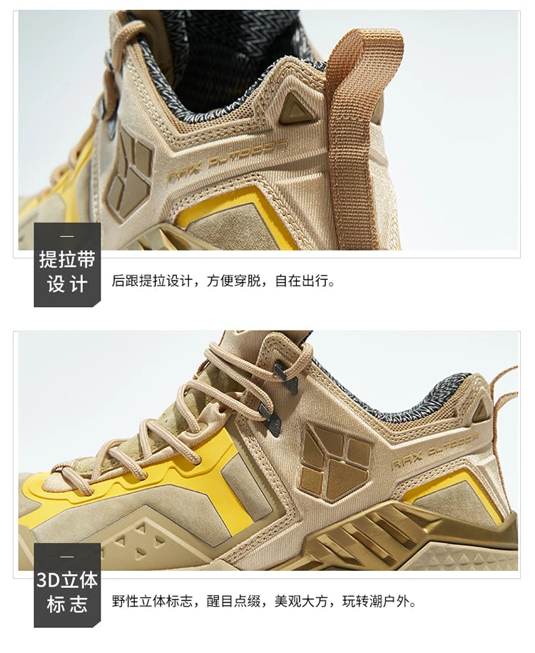 RAX Men Hiking Shoes Mid-top Waterproof Outdoor Sneaker Men Leather Trekking Boots Trail Camping Climbing Hunting Sneakers Women