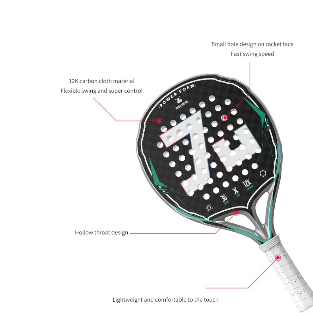 2025 Padel-Tennisschläger 12K Carbonfaser EVA Memory für Anfänger Hohe Qualität Balance Padel Schläger Runde Form Padel-Schläger