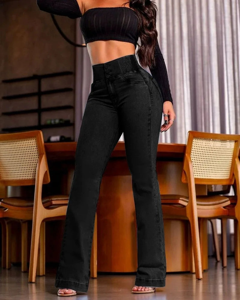 Elastischer Bund Sexy Bodycon Jeans Damen Streetwear Hohe Taille Elastischer Slim Fit Leichter Hüftlift Mode Jeanshose