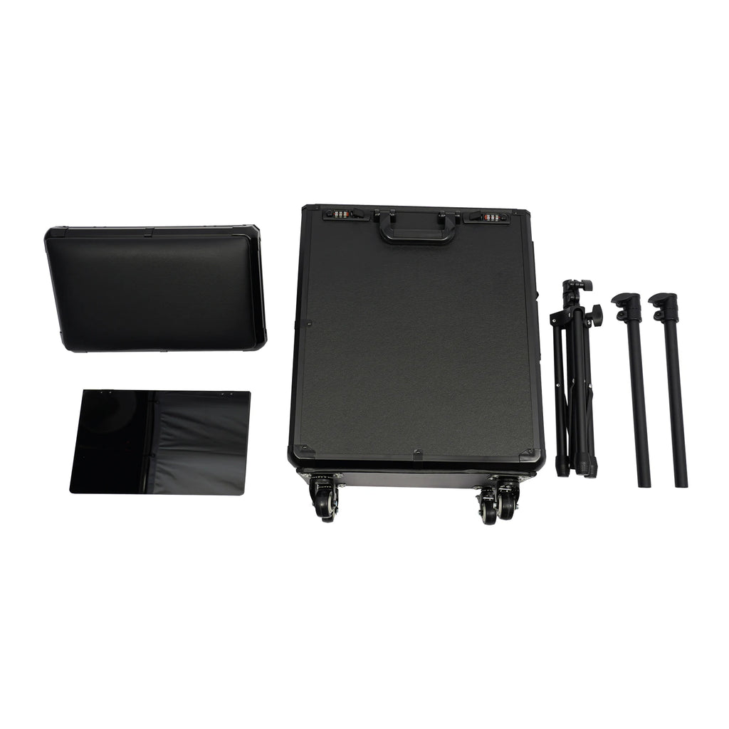 Rollender Make-up-Trolley mit Tattoo-Armlehnenständer, Beauty-Trolley mit 3 Schubladen, 4 Universalrädern und Zahlenschloss