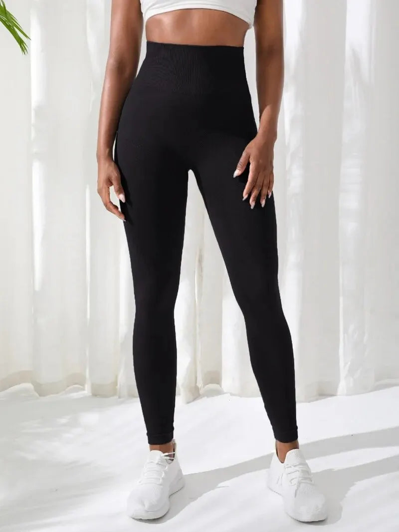 Damen Hosen Gym Yoga Nahtlos Sportkleidung Dehnbar Hohe Taille Athletik Training Fitness Leggings Zweitbild