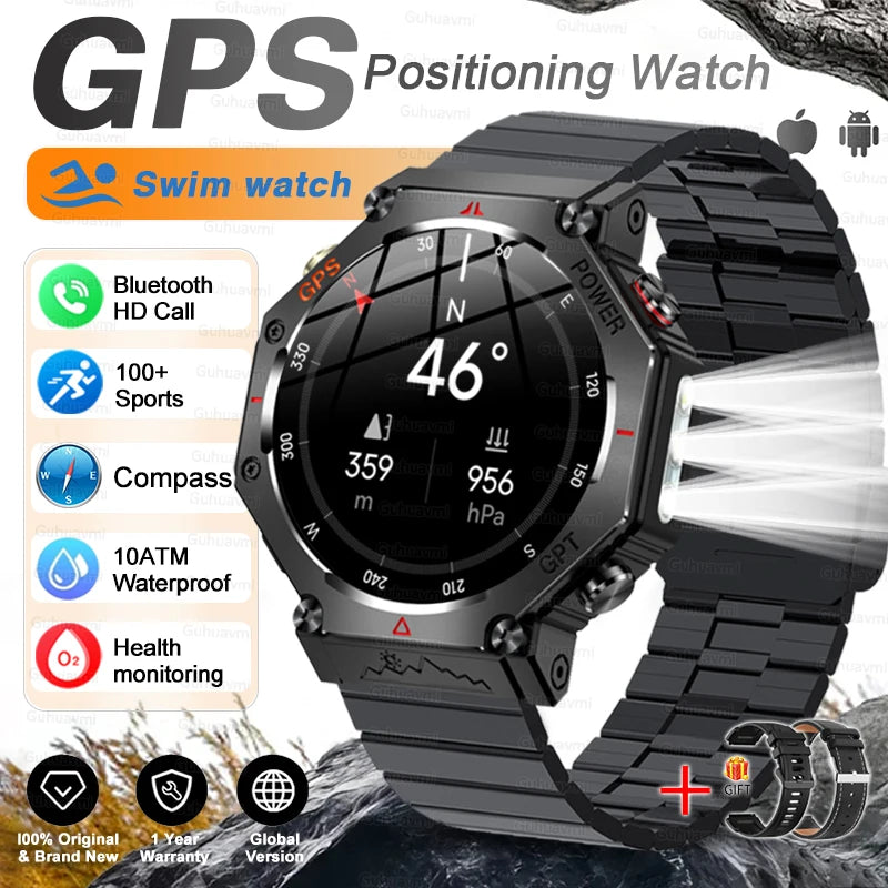 T-Rex 3 Ultra Militärische GPS-Smartwatch 10ATM Wasserdicht Kompass Höhenmesser Barometer AMOLED Herren HD Anruf Sport-Smartwatch