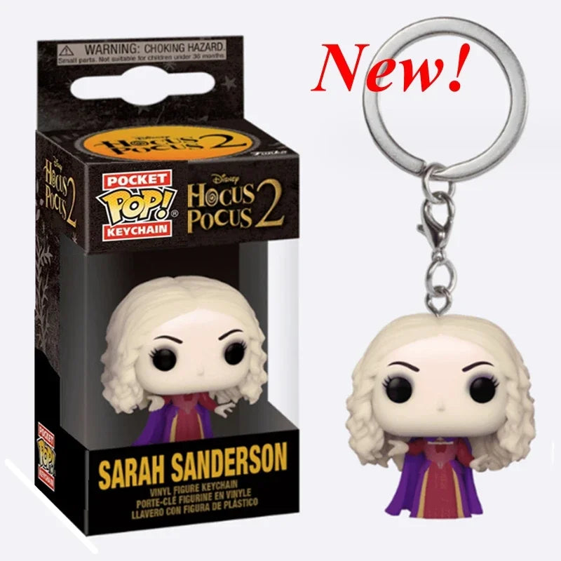 Neue FUNKO Schlüsselanhänger Disney Dämonin Prinzessin Bella Arielle Alice Anna Elsa Bell Jack Sally Stitch Actionfigur Spielzeug Ornamente