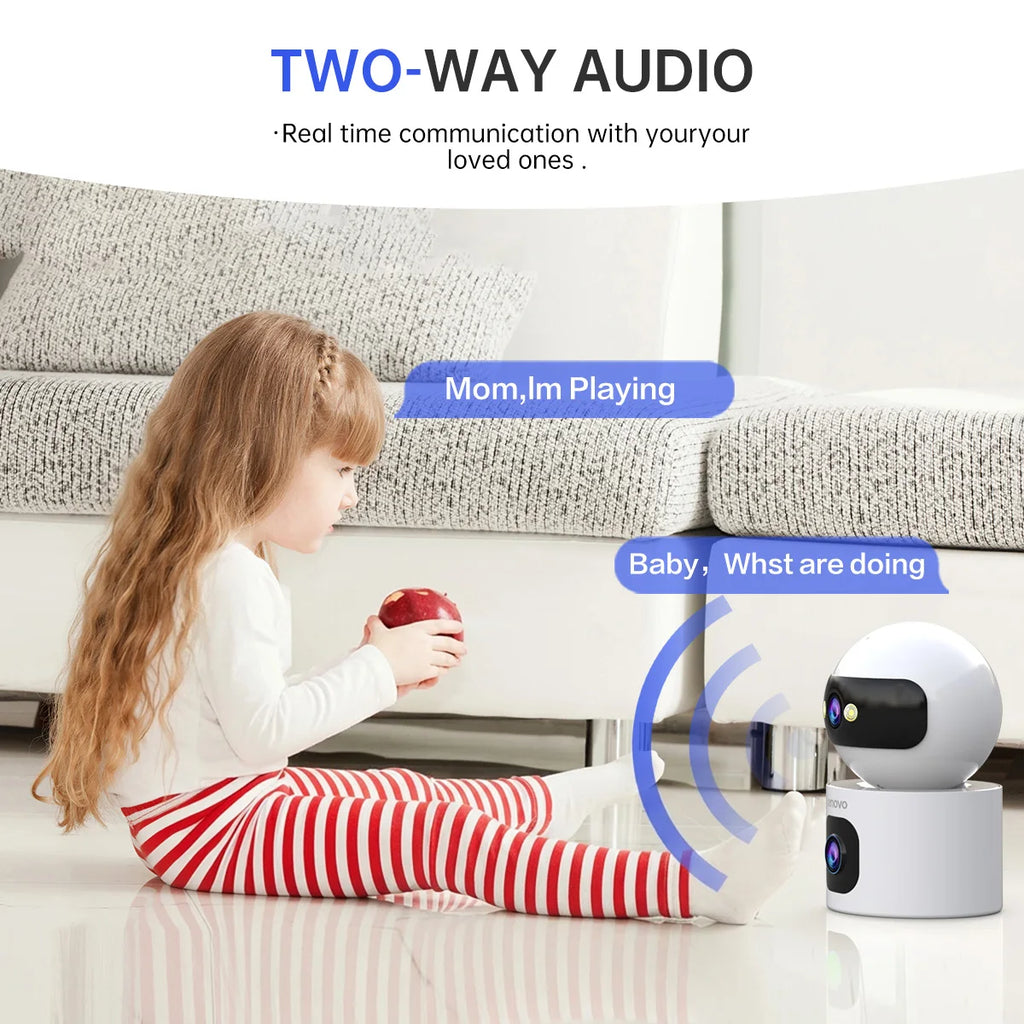 Lenovo Dual-Lens HD IP Überwachungskamera 8MP WLAN-Kamera für den Innenbereich Automatische Verfolgung Farb-Nachtsicht-CCTV Audio-Video-Überwachungskamera