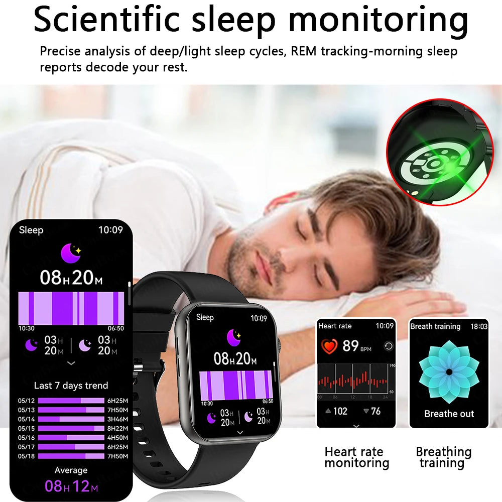 2025 Neue Sport Smartwatch Herren Full Touchscreen Herzfrequenz Bluetooth Anruf 1,9 Zoll KI-Sprache IP68 Wasserdichte Smartwatch Damen