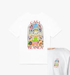 Hochwertiges weißes T-Shirt mit Arch-Print, Kurzarm, lässiger Rundhals, Sommer, Grafikmuster, lockere Passform für Männer und Frauen