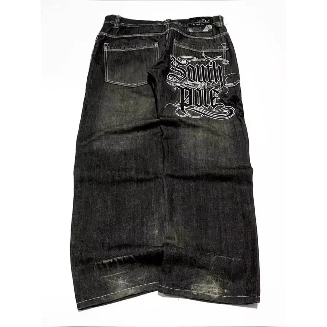Amerikanische Y2K Street Trend Buchstaben Bestickte Loose Jeans Herren Harajuku Neue Hip Hop Oversized Weite Hose Unisex Mopping Jeans Hauptbild