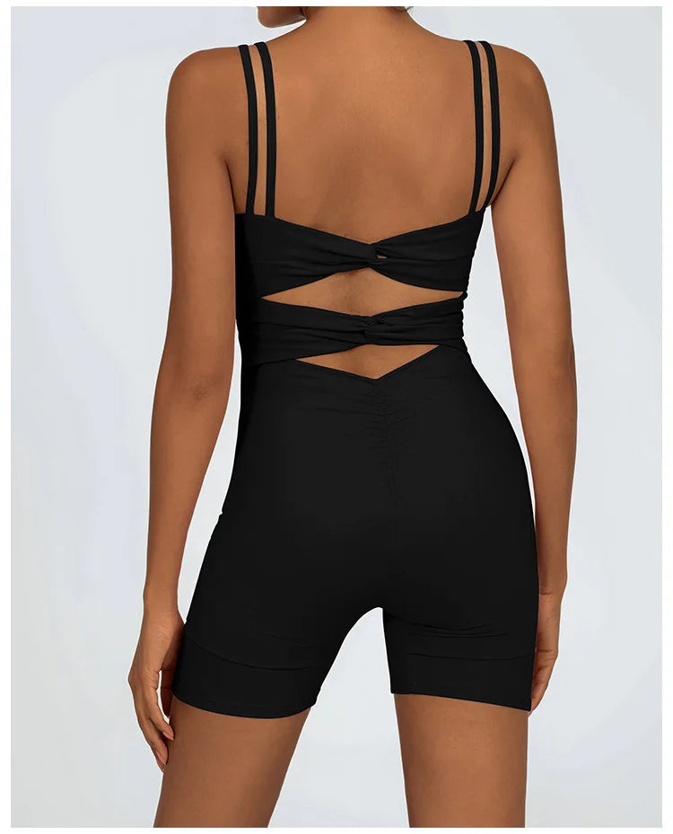 Greenora Damen Workout Strampler Sexy Rückenfrei Yoga Overall Eng Anliegend Body Fitness Activewear Ärmellose Sportbekleidung Einteiler