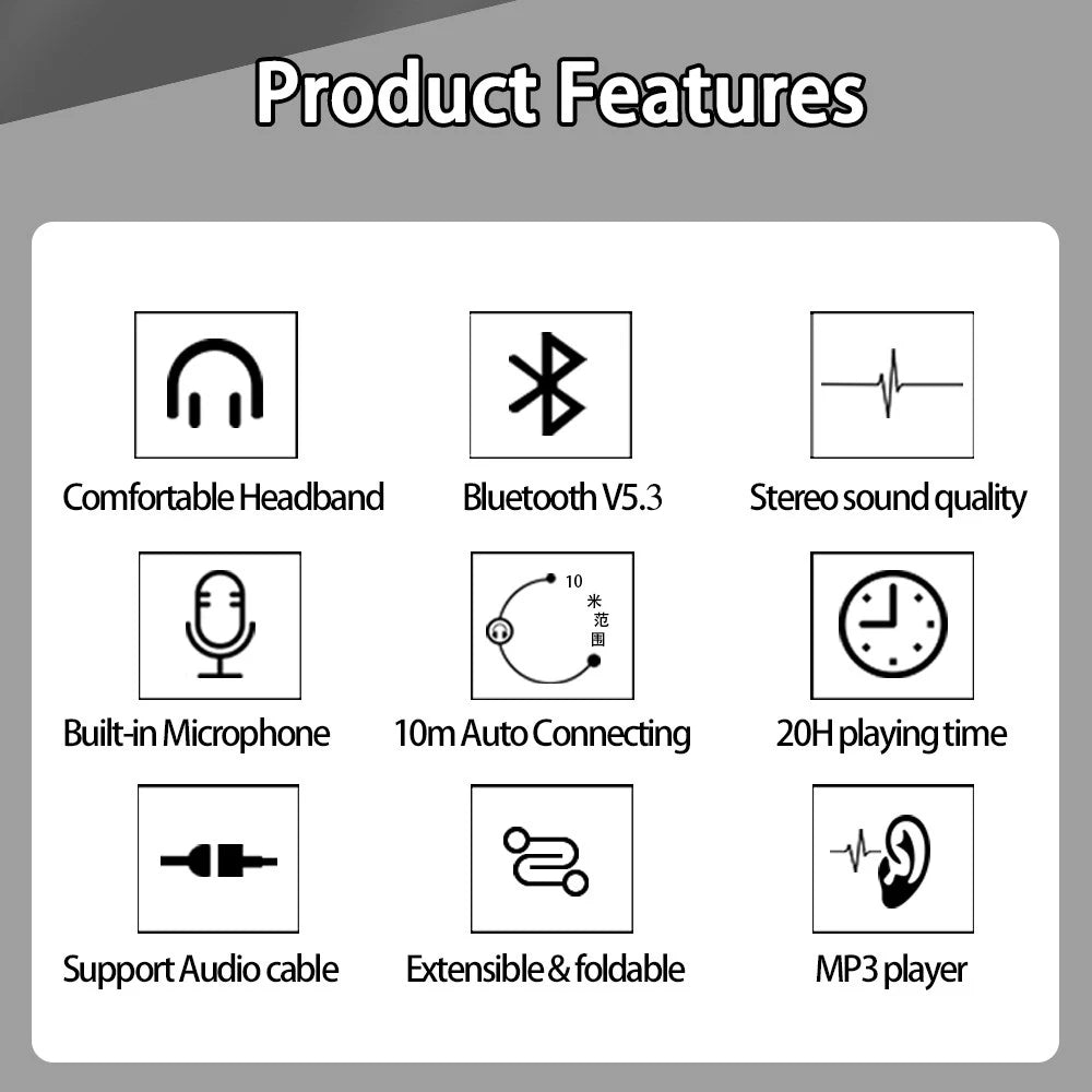 Herren Geschenk Gold Wireless Kopfhörer Bluetooth Kopfhörer Stereo Headset Spiel mit eingebautem Mikrofon, universell für Android und iOS