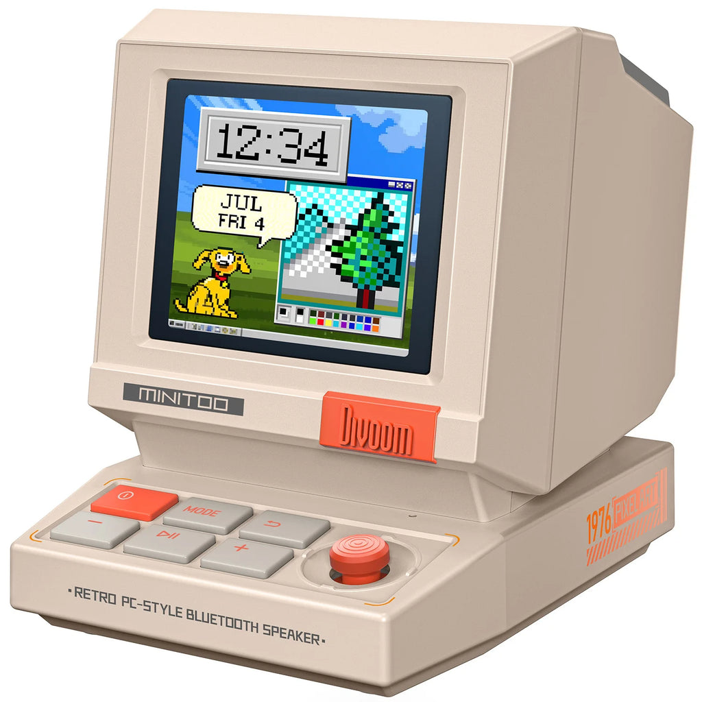 Divoom MiniToo Retro Bluetooth-Lautsprecher Tragbarer Pixel-Display-Musikbox Retro-Computer-Stil Lautsprecher Geschenk