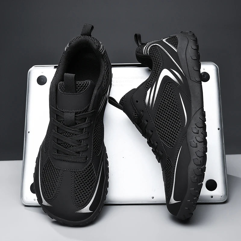 Unisex Wide Width Hiking Shoes Breathable Mesh Outdoor Trekking Sneakers Anti Slip Rubber Sole Walking Trainers Summer Autumn