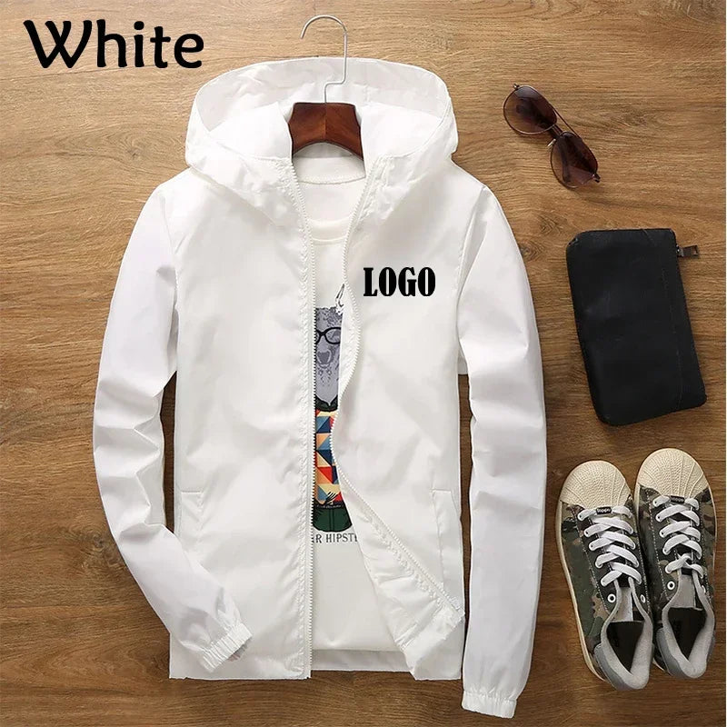 Maßgeschneiderte Reise-Team Zipperjacke, Kapuzen-Unisex-UV-beständige, wasserdichte Jacke für Herren und Damen, Oberbekleidung, Frühling, Sommer,