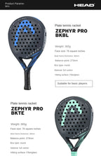 Genuine HEAD Tennis Padel Rackets ZEPHYR Series Carbon Fibre EVA Memory Flex Foam Core Padel Tennis Racquets Lightweight