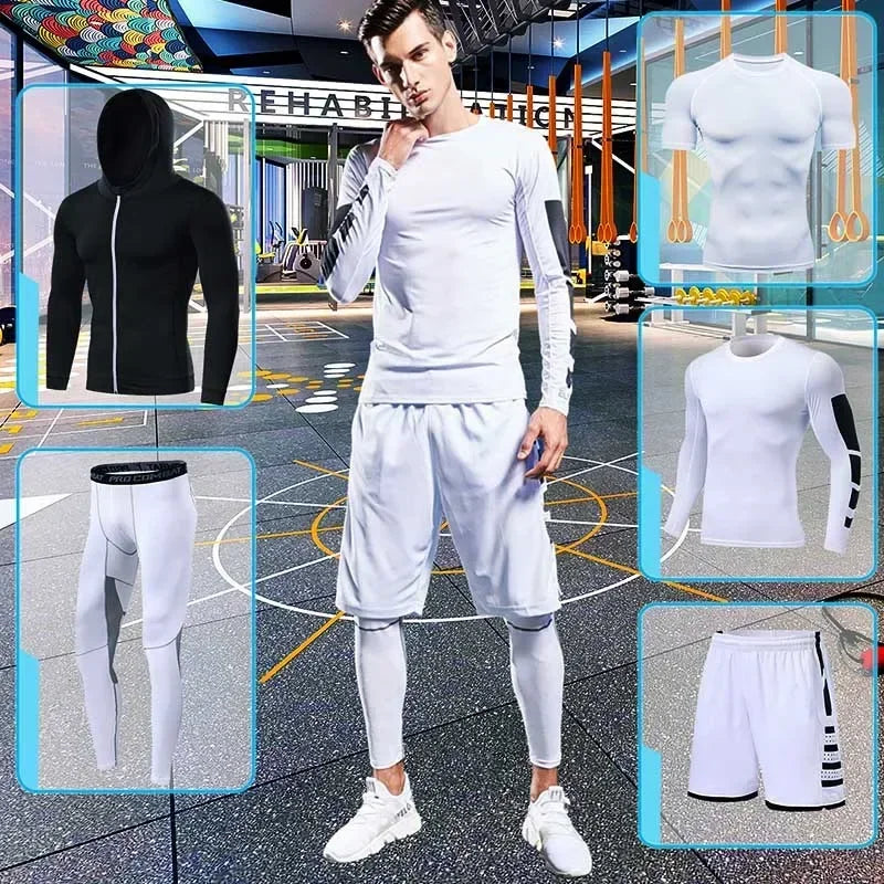 Herren Lauf-Trainingsanzug Fitness Sportbekleidungs-Set Kompressions-Leggings Sportkleidung Gym Enganliegende Jogginghose Rash Guard Lycra