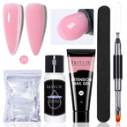 LILYCUTE 15ml Verlängerungsgel-Nagellack-Set Quick Nail Prolong mit Verlängerungsform-Nagelspitzen Acryl-Lösung Maniküre-Werkzeug-Kit