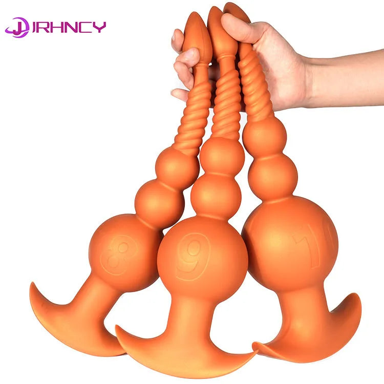 3-10cm Großer Analsex Plug mit Schwanz Sexspielzeug für Erwachsene Spiele Paare DIY Cosplay Großer Butt Plug Silikon Weich Lang Anal Beads Frauen