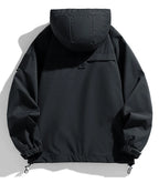 Windbreaker Herren Kapuzenjacke Reißverschluss Mantel Cargo Wasserdicht Schwarz Bomber Camping Loose Dünn Softshell Kapuzen-Wanderjacke