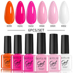 LILYCUTE 6PCS Gel-Nagellack-Set Sommer Neon Nagellack-Gel-Kits für DIY Nagel Semi-Permanenter UV-Lampe Gellack Nagellack-Set