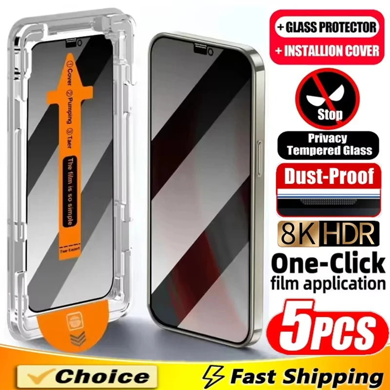 Blickschutzfolie für iPhone 17 Pro Max 16E Air 16 11 14 13 12 Mini 15 X XR XS Staubfreie Installation Anti-Spionage Glasfolie Hauptbild