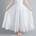 Neue 2020 Damen Leinen Baumwolle Lange Röcke Elastische Taille Plissierte Maxi Röcke Strand Boho Vintage Sommer Röcke Faldas Saia