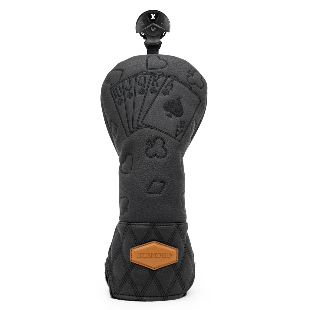 Black Lucky Poker Design Hochwertige Headcovers Bestickung Golfschläger Driver Head Fairwayholz Hybrid Headcovers 3 Holz Headc
