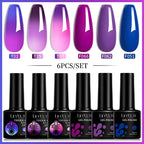 LILYCUTE 7ML 6PCS Neon Gel Nagellack Set fluoreszierend Farbwechsel Semi Permanent Soak Off Maniküre-Kit Nail Art Gel