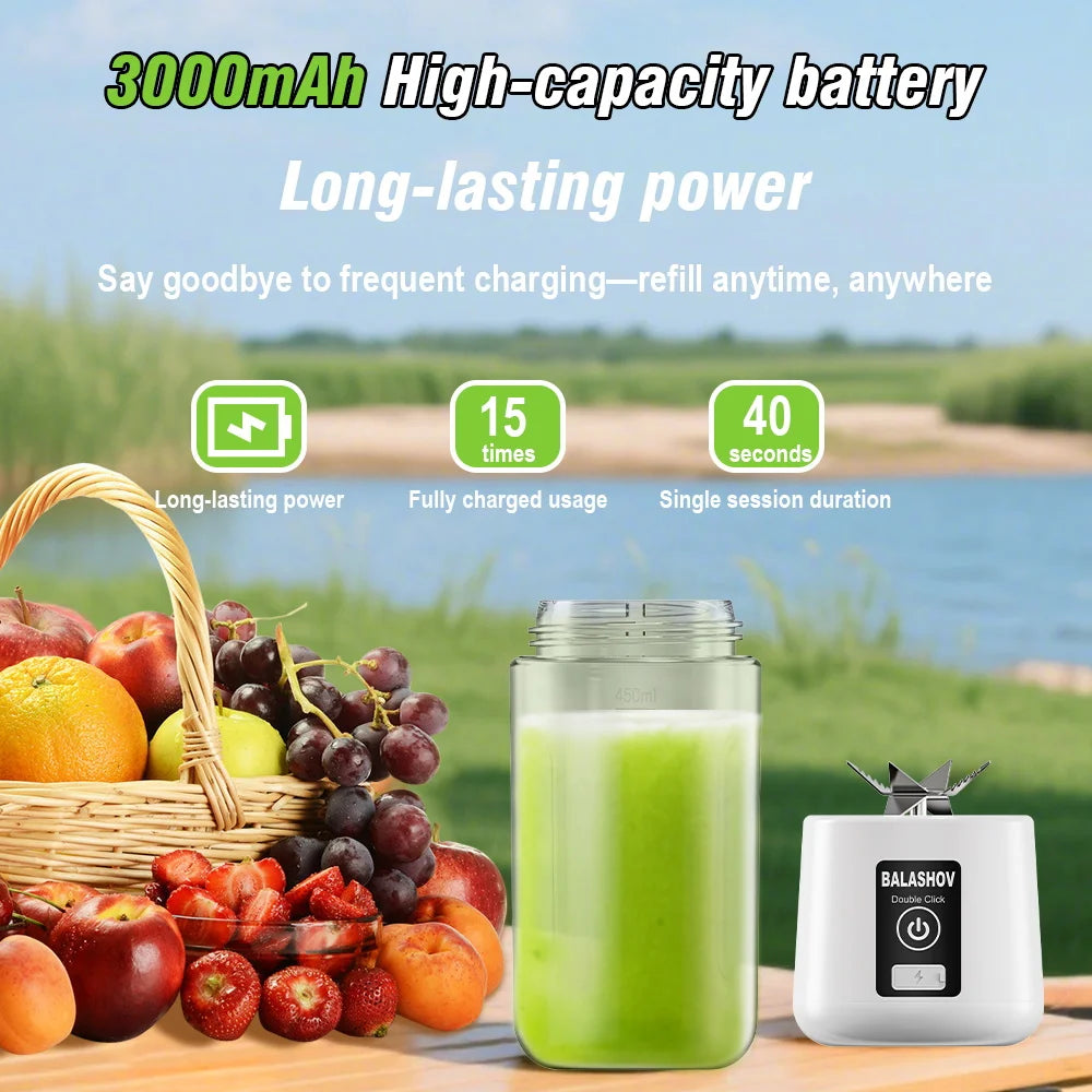 Tragbarer Entsafter Mixer 450ml USB Wiederaufladbarer Zitronen-Orangen-Frucht-Entsafter Becher Elektrische Saftmaschine Reiseentsafter