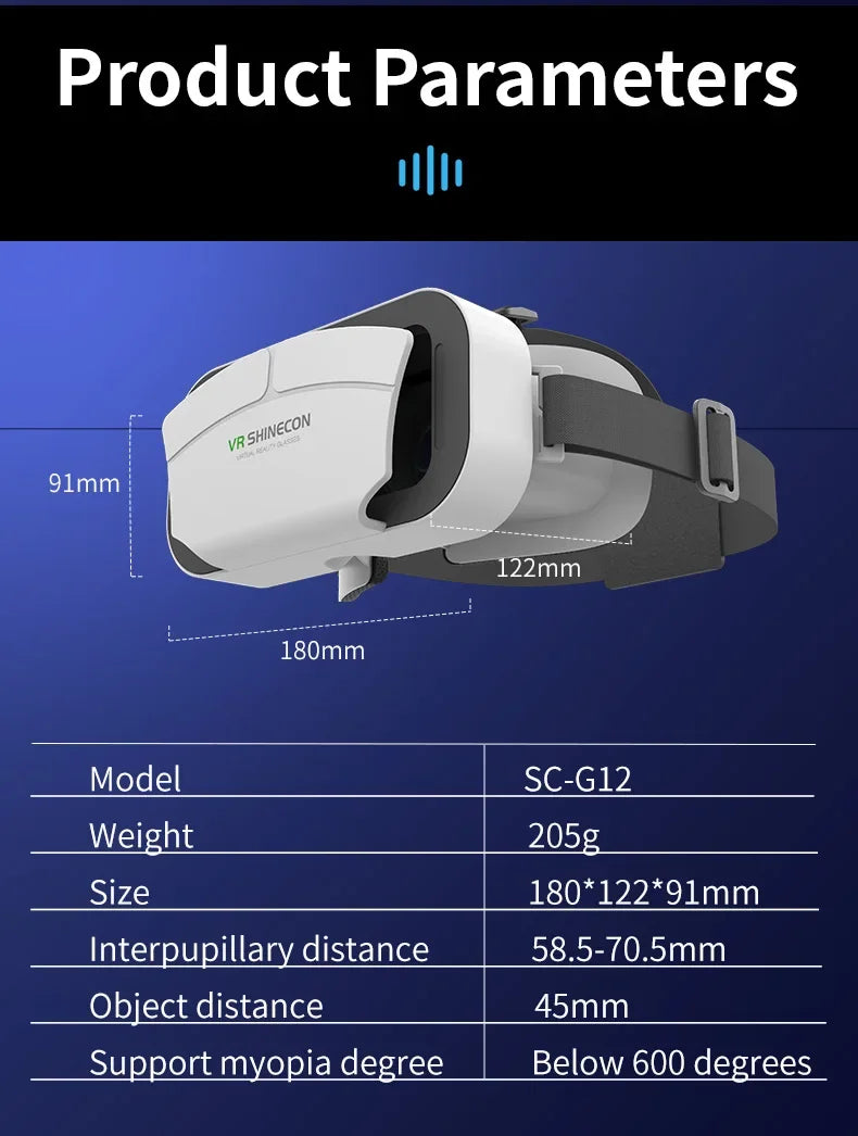 Shinecon 3D VR Brille Virtual Reality Viar Goggles Headset Geräte Smart Helm Linsen für Handy Mobil Smartphones Viewer