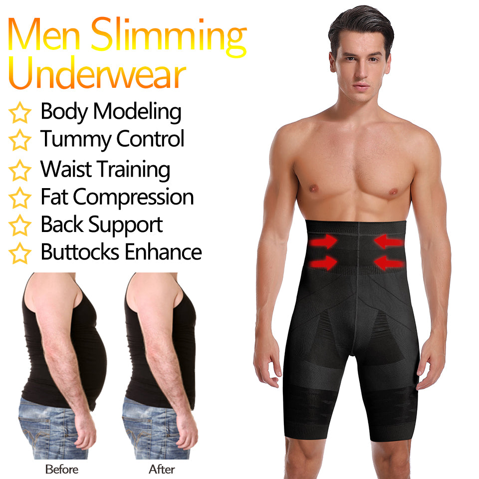 Herren Body Shaper Bauchkontroll-Shorts Shapewear Bauchmieder Boxer Slips Hohe Taille Schlankheitsunterwäsche Bein Kompressionshose