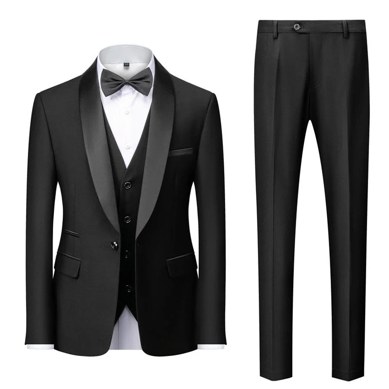 Herren Casual Business Anzug Smoking High End Marken Boutique Mode Sakko Weste Hose Bräutigam Hochzeitsanzug Party Anzug