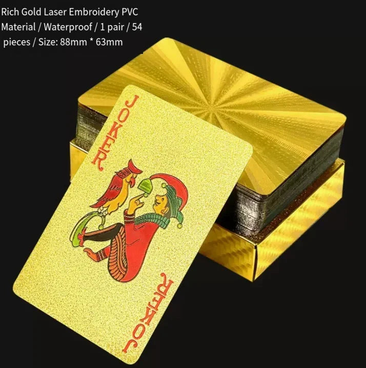 Brandneues 54-teiliges schwarz-goldenes Plastik-Spielkarten-Foliensatz Poker Magic Tool Party Tabletop Spiel