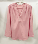2024 Qualität Heißer Verkauf Plus Size Tiefer V-Ausschnitt Damenbluse Chiffon Coole lockere Hemd Mode Freizeit Damen Tops Sexy Reißverschluss Pullover