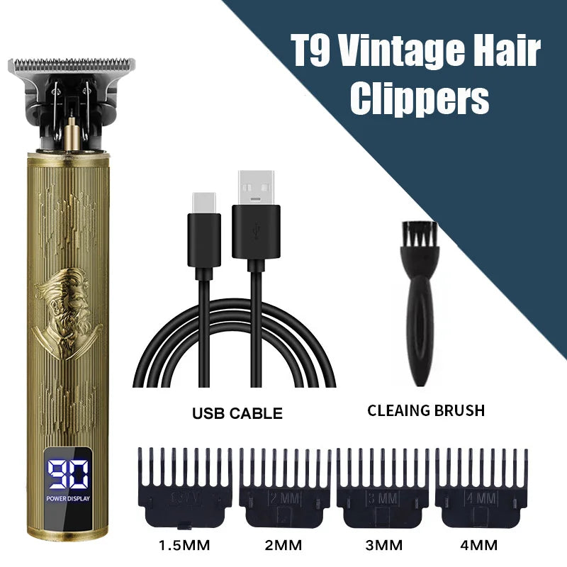 Neu! T9 Elektrischer Haartrimmer/Zubehör | Professioneller USB Rasierer | 0mm Glatzkopf-Haarschneidemaschine Tragbar für Herren Heimfriseur