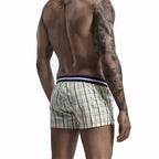 SEOBEAN Klassische Herren Boxershorts kariert 100% Baumwolle Unterwäsche Boxershorts U-konvexer Beutel Pfeil Panties Shorts Herren Schlafunterteile