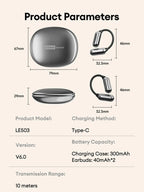 Lenovo LE503 OWS Kabellose Ohrhörer Bluetooth V6.0 Open-Ear Kopfhörer ENC Geräuschunterdrückung Earbuds Wasserdicht Lange Akkulaufzeit