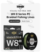 SeaKnight Brand W8 II Serie 500M 8-fach geflochtene Angelschnur aus PE, fortschrittliche geflochtene PE-Schnur, UV-beständige Salzwasser-Schutzbeschichtung