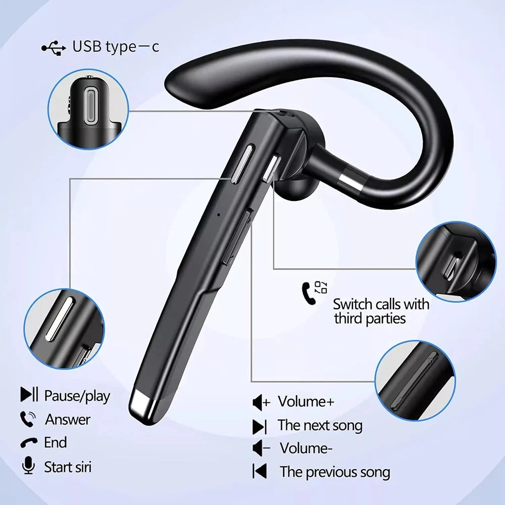 YYK-520 Kabellose Kopfhörer Business Bluetooth 5.3 Ohrhörer Freisprechanruf Mikrofon Geräuschunterdrückung Headset In-Ear-Kopfhörer zum Autofahren