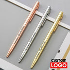 20-200 Stifte Neu Schlanke Metall-Kugelschreiber Roségold Benutzerdefiniertes Logo Werbung Schriftzug Gravierter Name Schul-Bürobedarf Geschenke