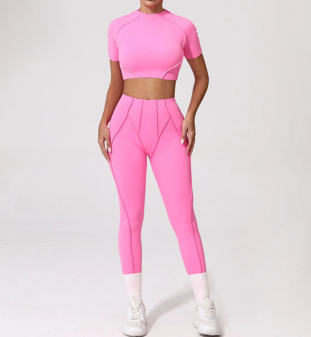 Nahtlose Yoga-Sets Sport-Fitness Hochbund-Hüfthebe-Formhose Rückenfreier BH-Anzug Workout-Gym-Leggings-Sets für Damen