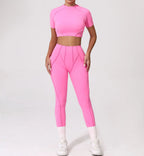 Nahtlose Yoga-Sets Sport-Fitness Hochbund-Hüfthebe-Formhose Rückenfreier BH-Anzug Workout-Gym-Leggings-Sets für Damen