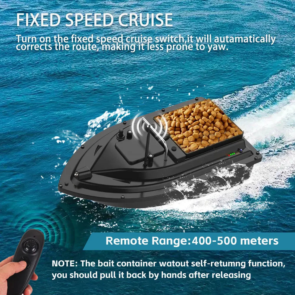 D16 Futterboot mit einzelnem Köderbehälter, automatisches Köderboot mit Fernbedienung, 400–500 m Reichweite, 12000 mAh
